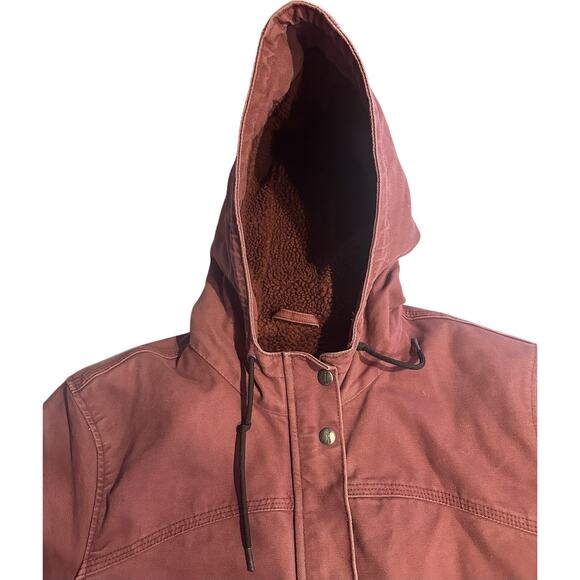 Carhartt Women’s Sandstone Berkley Sherpa Jacket Raspberry Size Large Faded Worn - Picture 10 of 12